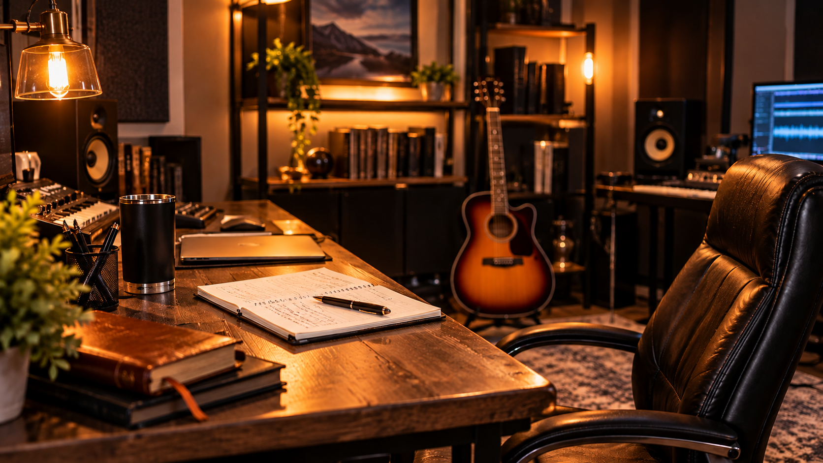 Acoustic guitar in golden light